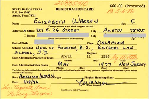 Pic of Warren's registration