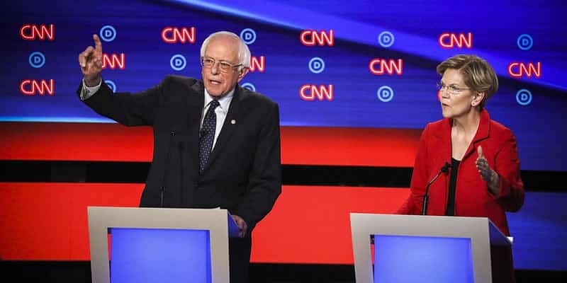 Sanders and Warren during debate