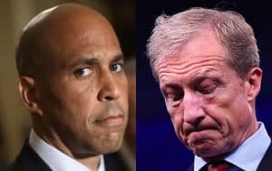 cory booker tom steyer next to drop