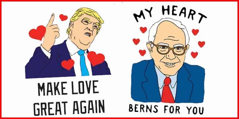 trump bernie valentines day cards