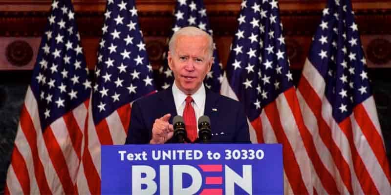 Joe Biden giving a speech in Philadelphia