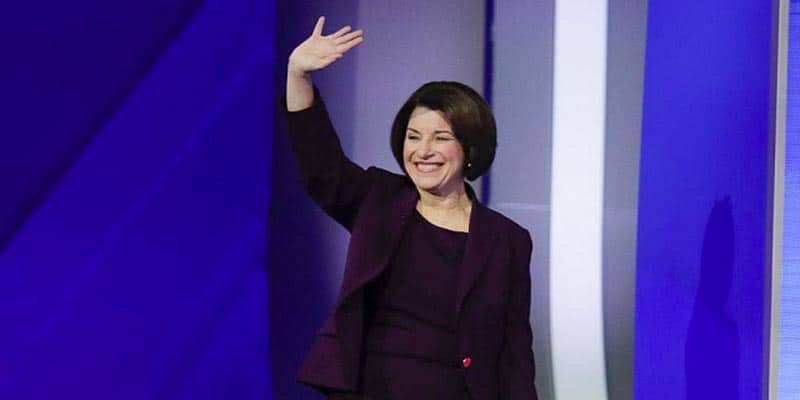 Amy Klobuchar waving goodbye