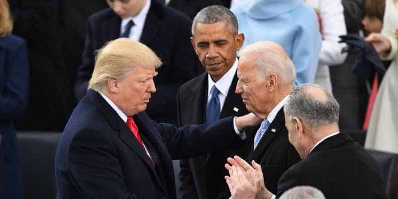 President Trump speaking with Joe Biden