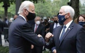 Biden and Pence doing an elbow bump
