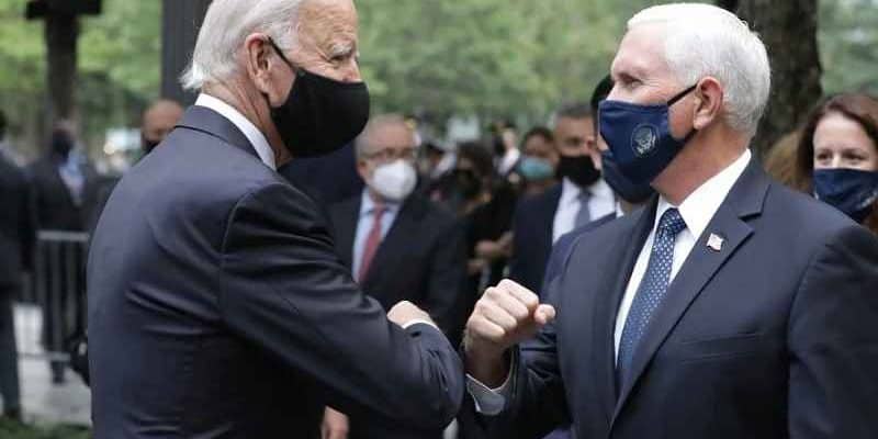 Biden and Pence doing an elbow bump