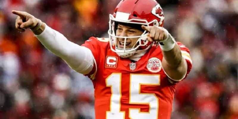 nfl kansas city chiefs quarterback patrick mahomes celebrating