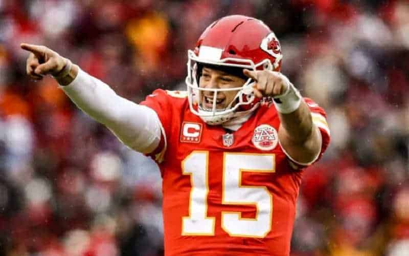 nfl kansas city chiefs quarterback patrick mahomes celebrating