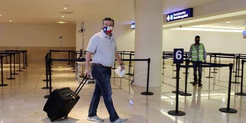 Ted Cruz in the airport returning from trip to Cancun during Texas snow storm