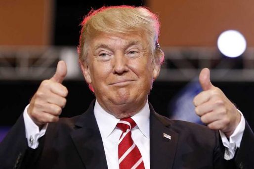 president donald trump giving thumbs up sign