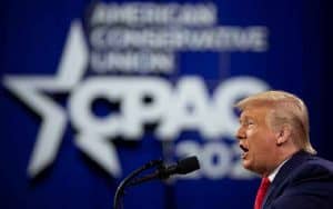 Donald Trump at CPAC in Orlando hinting at a 2024 run