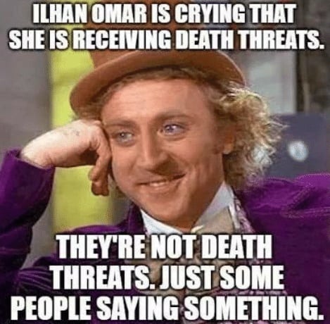 meme critical of Ilham Omar 9/11 comments starring Willy Wonka