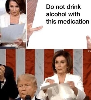 medication pelosi meme trump paper rip