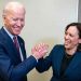 Joe Biden and Kamala Harris celebrate the passage of the Inflation Reduction Act in the US Senate 2022